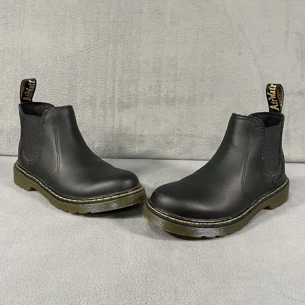 Dr Martens 2976 J Chelsea Boots Black Kids US 3 Youth Slip On Side Zip - Picture 1 of 8